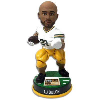 AJ Dillon Green Bay Bobblehead with Bobbling Quads - Image 3