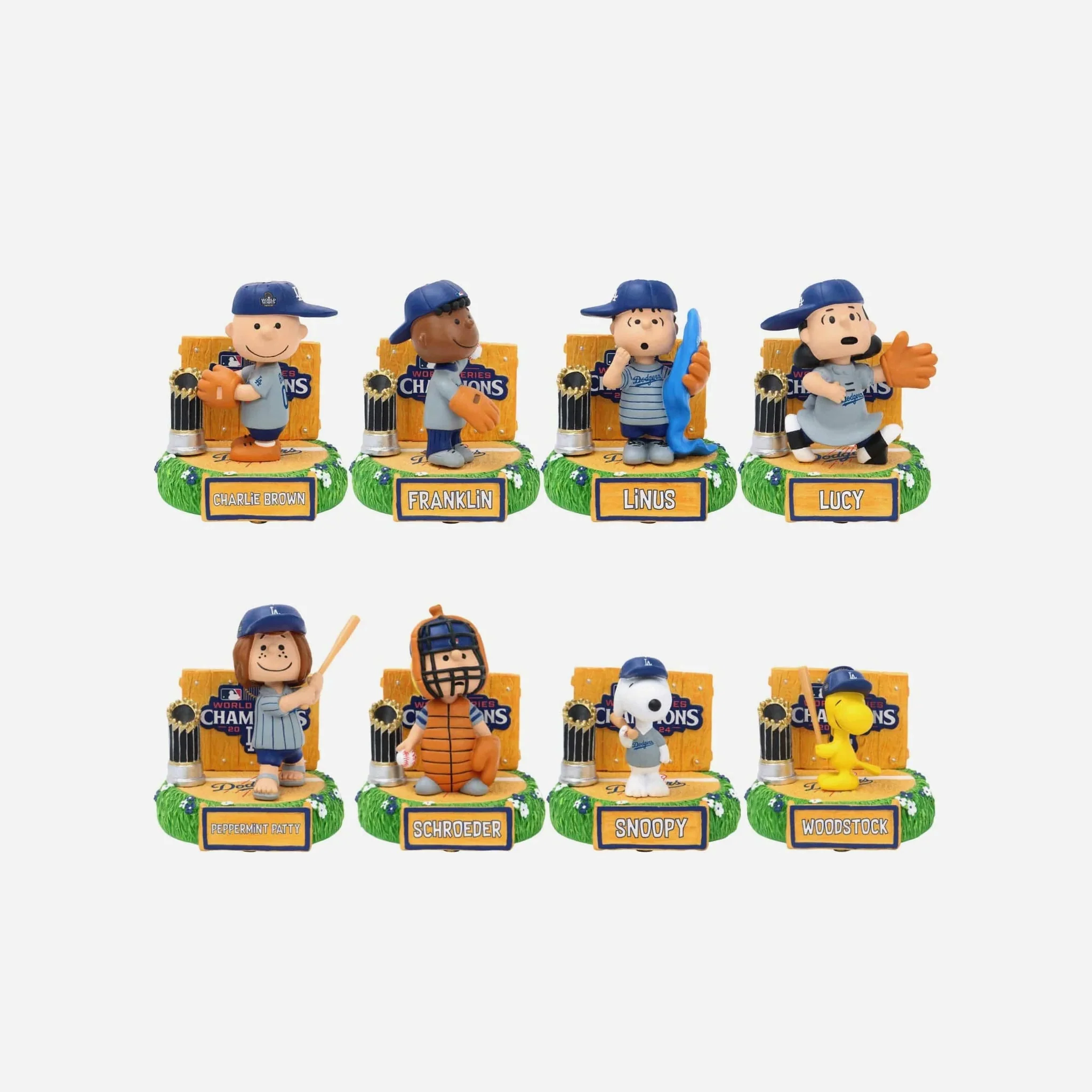Los Angeles Dodgers Peanuts 2024 World Series Champions Mini Bobblehead Boxed Set MLB Bobblehead