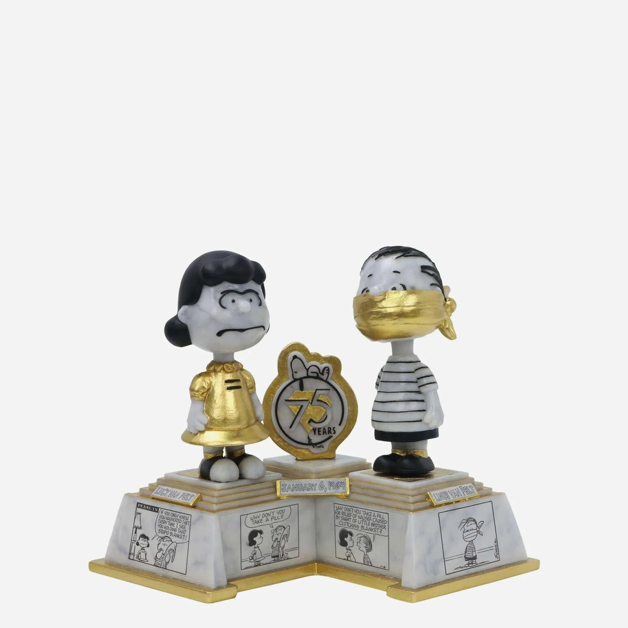 Linus Van Pelt & Lucy Van Pelt Peanuts 75th Anniversary First Appearance Comic Strip Dual Bobblehead