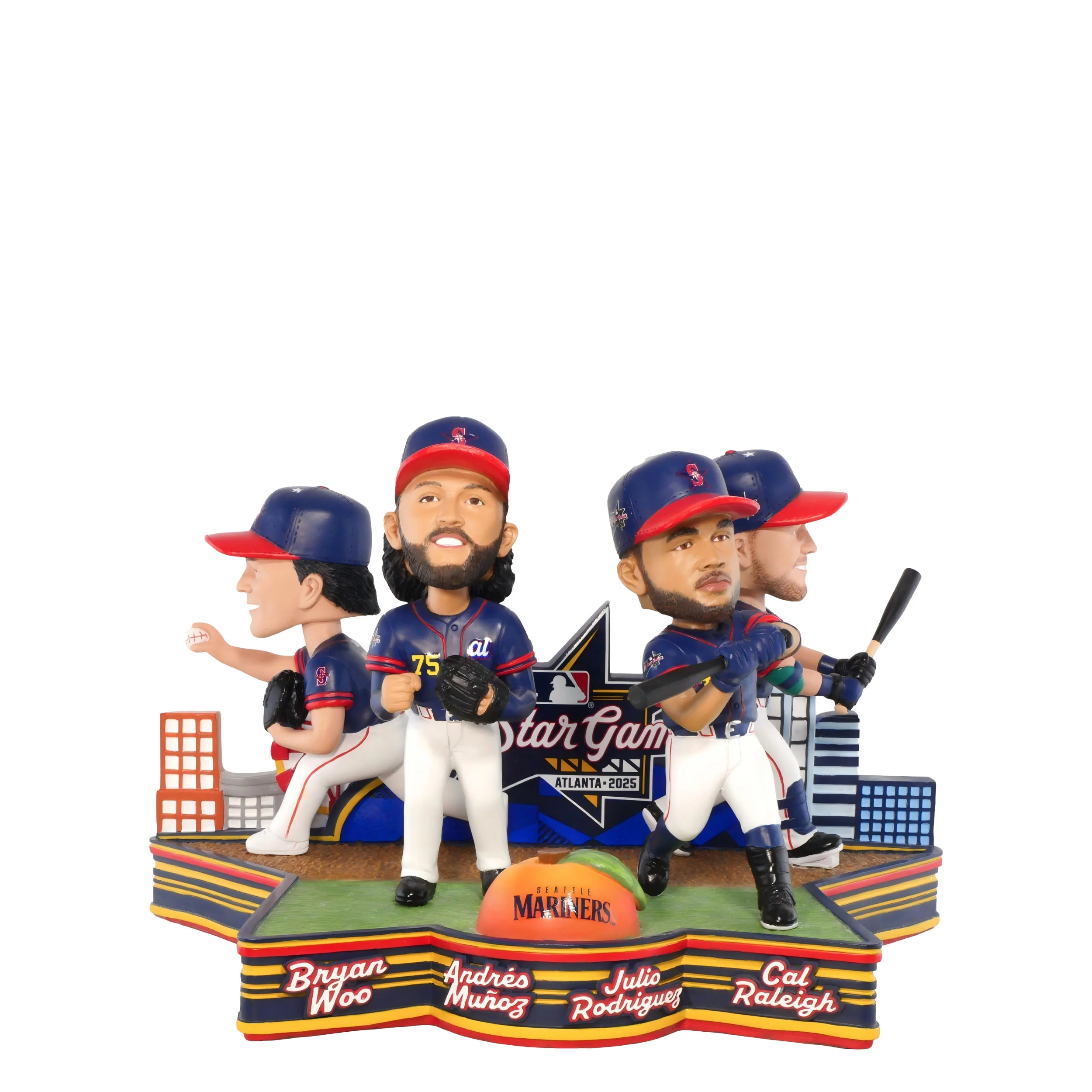 Cal Raleigh, Julio Rodriguez, Andrés Muñoz & Bryan Woo Seattle Mariners 2025 MLB All-Star Mini Bobblehead Scene MLB Bobblehead